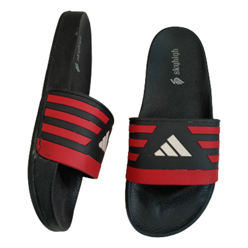 Red adidas flip online flops